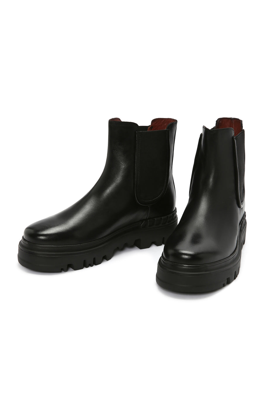 Men's Black Thick Soled Leather Chelsea Boots