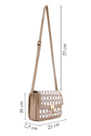Women's Beige Long Strap Fabric Monogram Patterned Crossbody Bag | Derimod