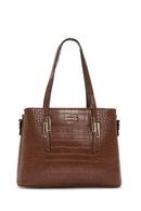 Women's Tan Long Strap Crocodile Handbag | Derimod