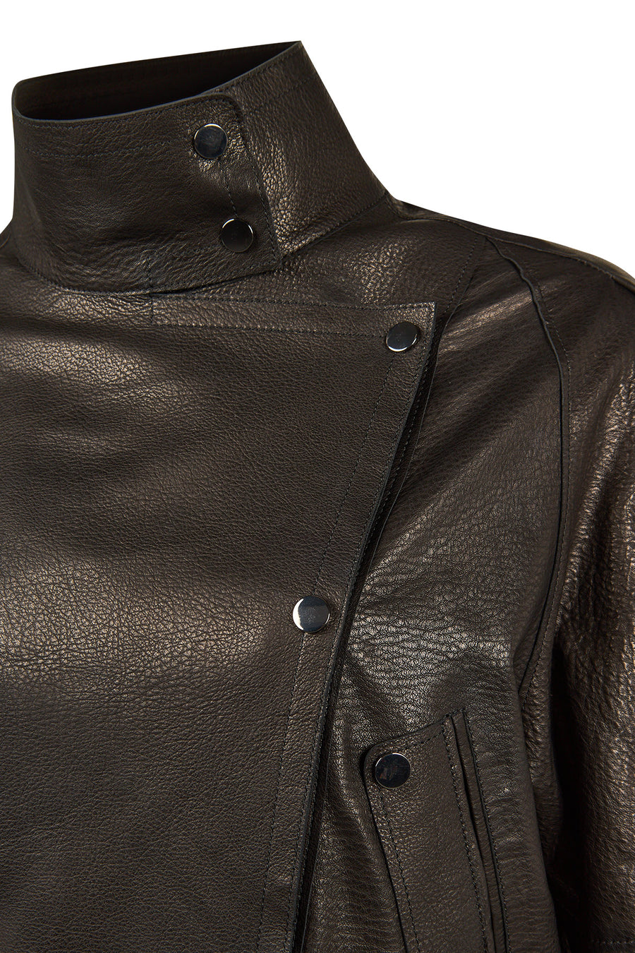 Torino Kadın Siyah Biker Oversize Deri Ceket