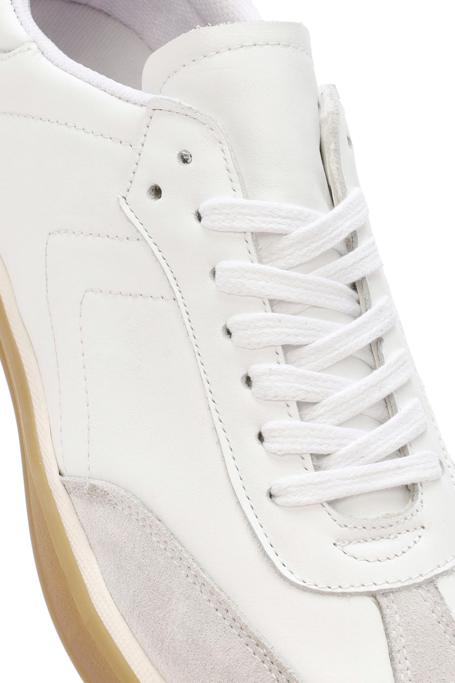 Erkek Beyaz Bağcıklı Deri Sneaker