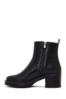 Women's Black Zippered Thick Heeled Boots | Derimod