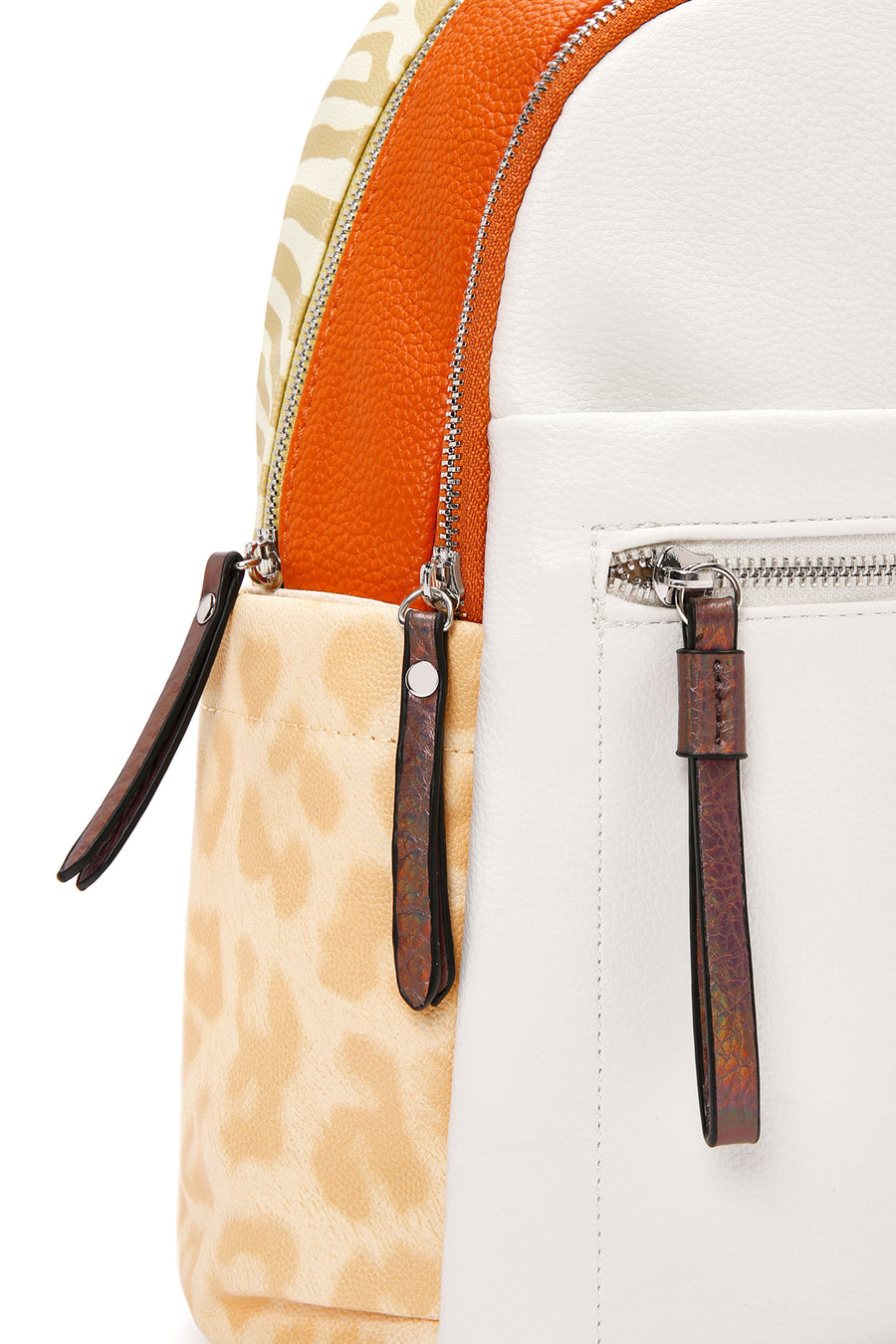 Woman Beige Leopard Print Backpack