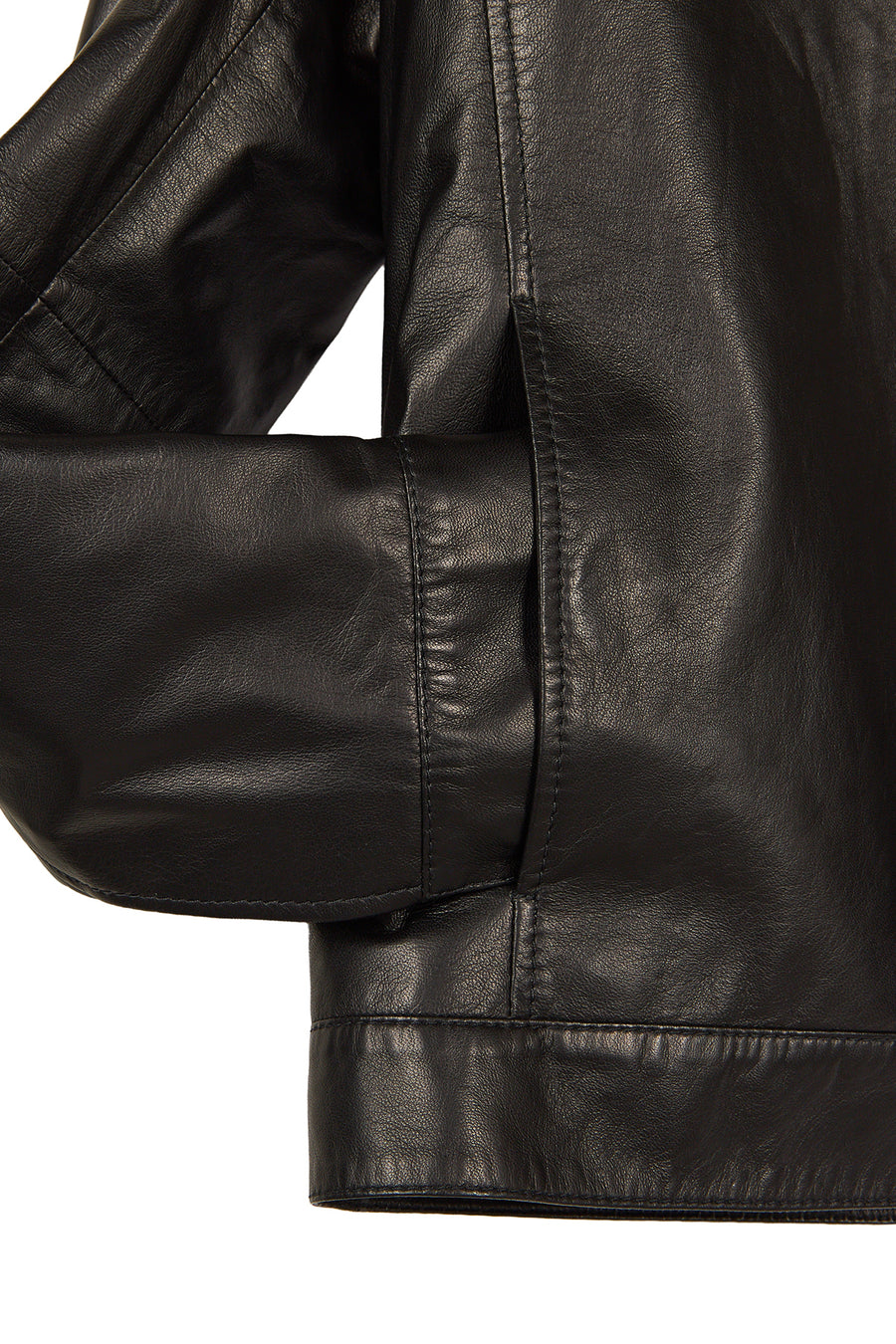 Mane Male Black Mandarin Collar Leather Jacket