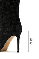 Women's Black Leather Thin Heeled Stone Boots | Derimod