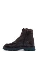 Men's Brown Lace-Up Zipper Detailed Leather Casual Boots | Derimod