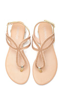 Women's Beige Stone Sandals | Derimod