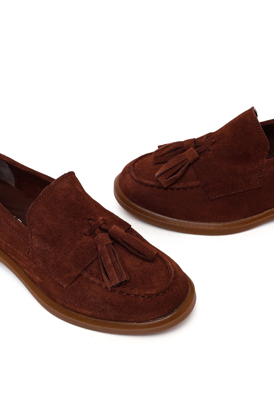 Woman Brown Tasselled Suede Loafer