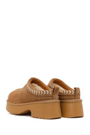 Woman Camel Thick-Soled Leopard Patterned Suede Teddy Boots | Derimod