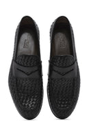 Men's Black Braided Leather Classic Loafer | Derimod