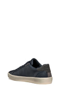 Geox Men's Navy Blue Affile Lace-Up Leather Sneaker | Derimod