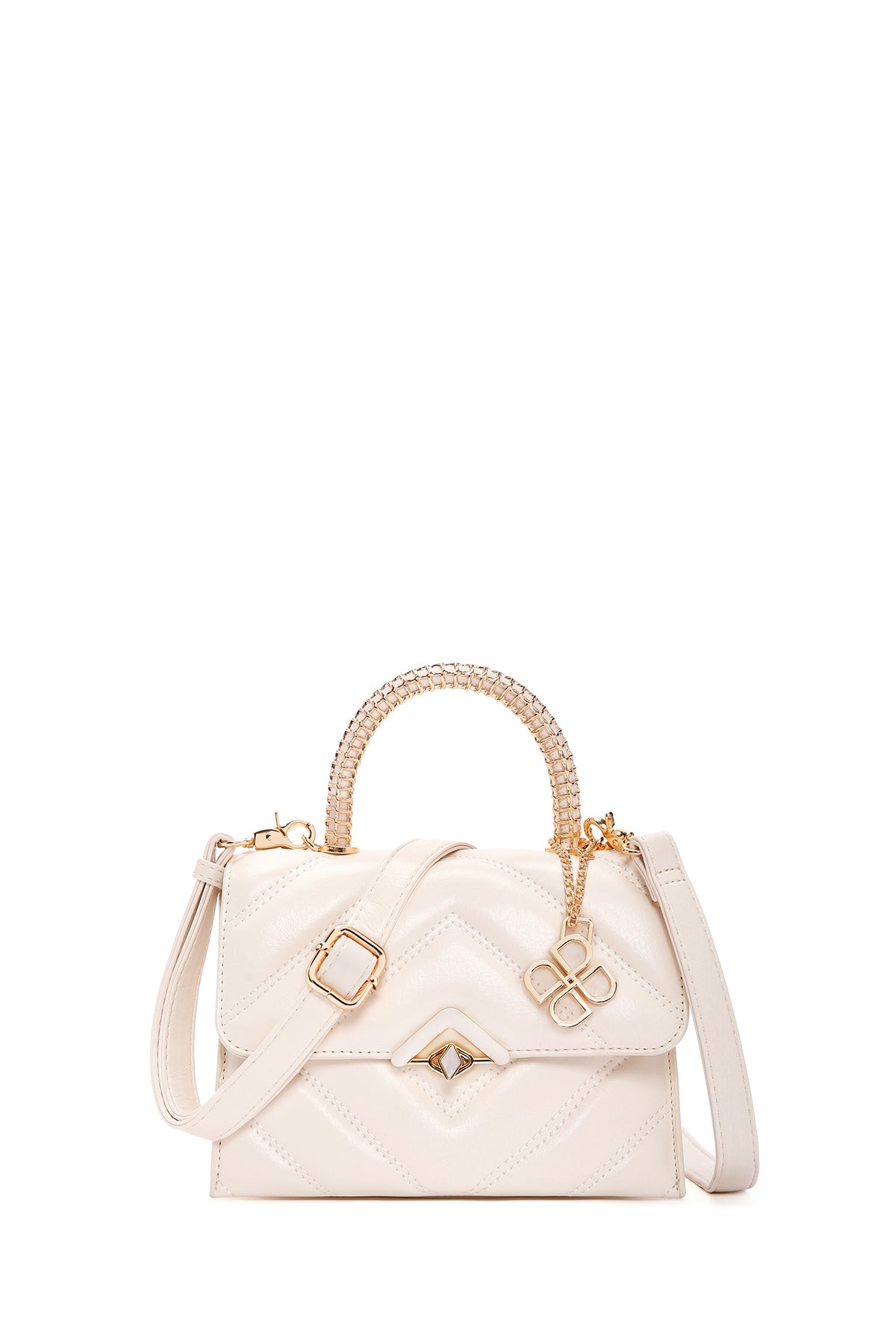 Women's Cream Long Strap Quilted Handbag 25SBD2811KP | Derimod