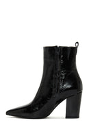 Women's Black Patent Leather Heeled Boots | Derimod