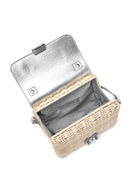 Women's Silver Accessory Long Strap Straw Crossbody Bag | Derimod