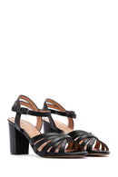 Women's Black Ankle Strap Thick Heeled Sandals | Derimod