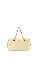 Woman Yellow Long-Strap Quilted Mini Crossbody Bag | Derimod