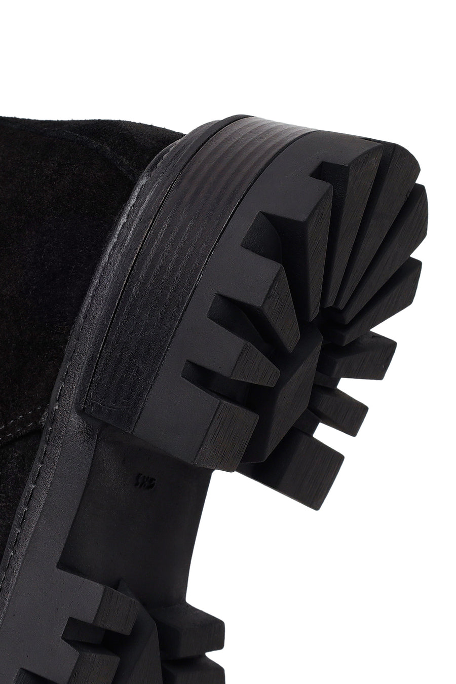 Woman Black Zip Closure Chunky-Heeled Suede Combat Boots