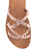 Women's Gold Stone Flat Slippers | Derimod