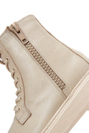 Women's Beige Leather Thick Soled Boots | Derimod