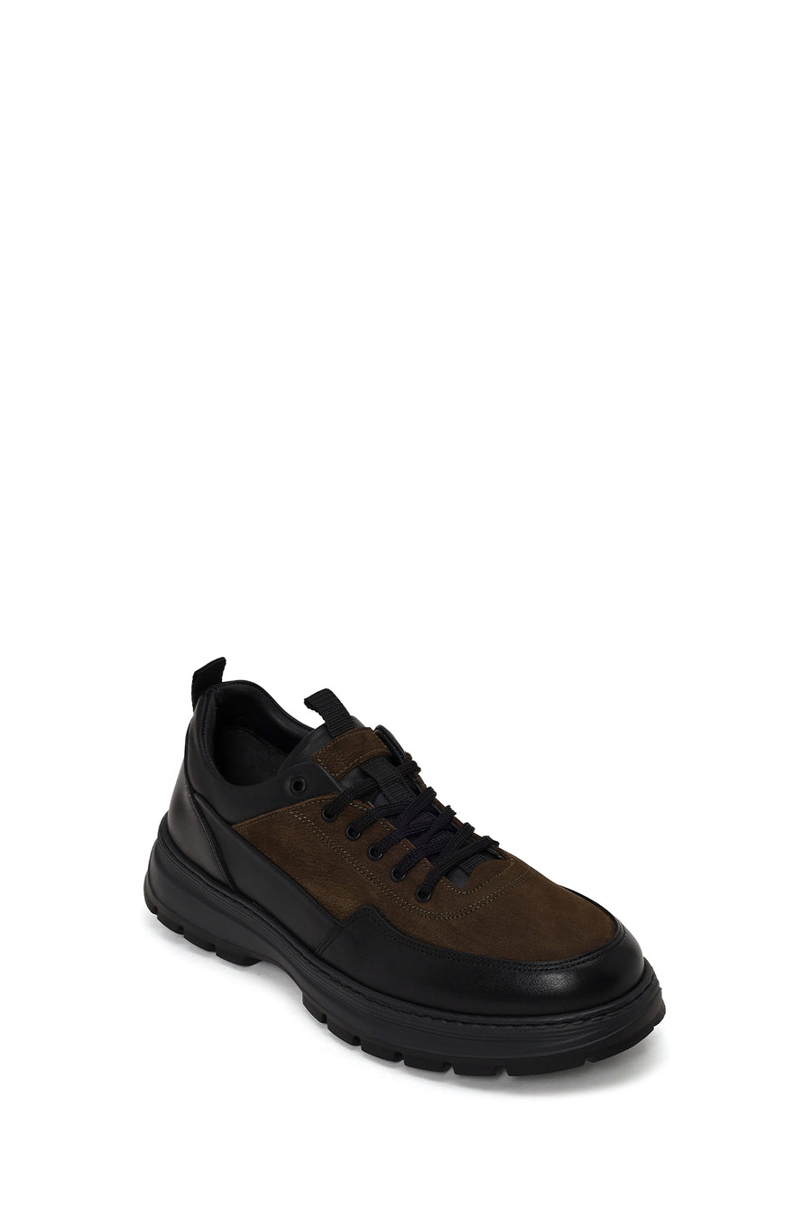 Male Khaki Lace-up Thick-soled Leather Casual Shoes