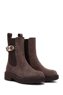 Woman Mink Thick-Soled Suede Leather Chelsea Boots | Derimod