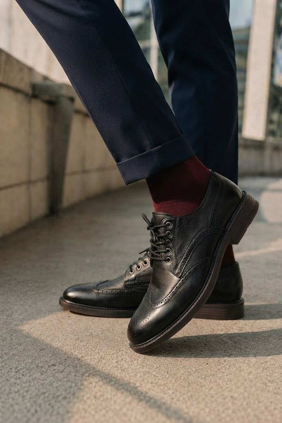 Male Black Lace-up Leather Casual Shoes