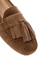 Women's Tan Tassel Suede Leather Loafer | Derimod