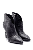 Women's Leather Snakeskin Patterned Bootie | Derimod