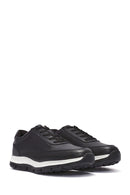 Men's Black Lace-up Thick-Sole Leather Casual Sneaker | Derimod