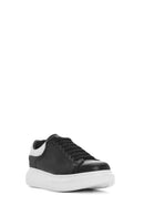 Men's Black Lace-up Thick-Sole Leather Sneaker | Derimod