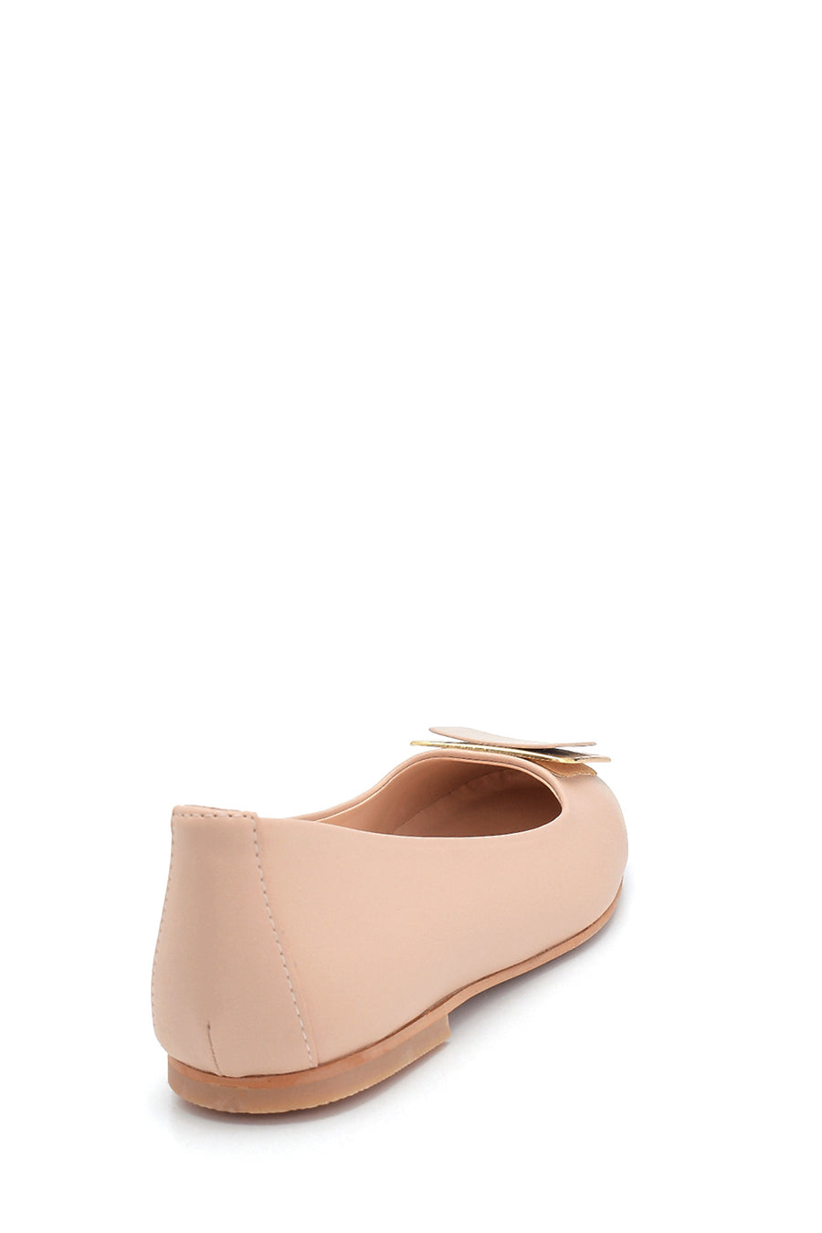 Women's Beige Buckle Ballerinas