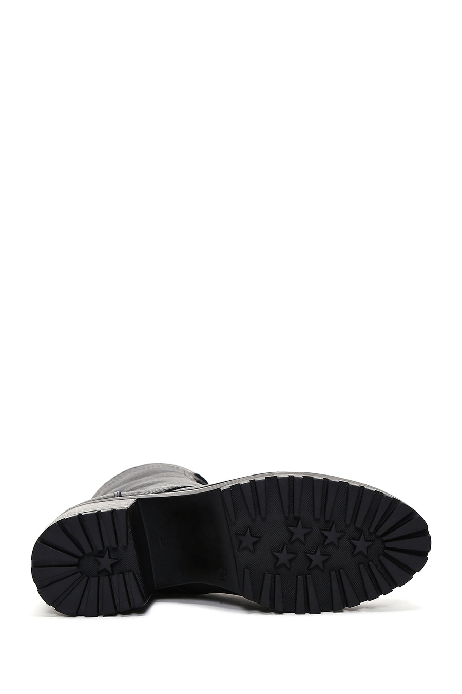 Women's Black Leather Heeled Boots