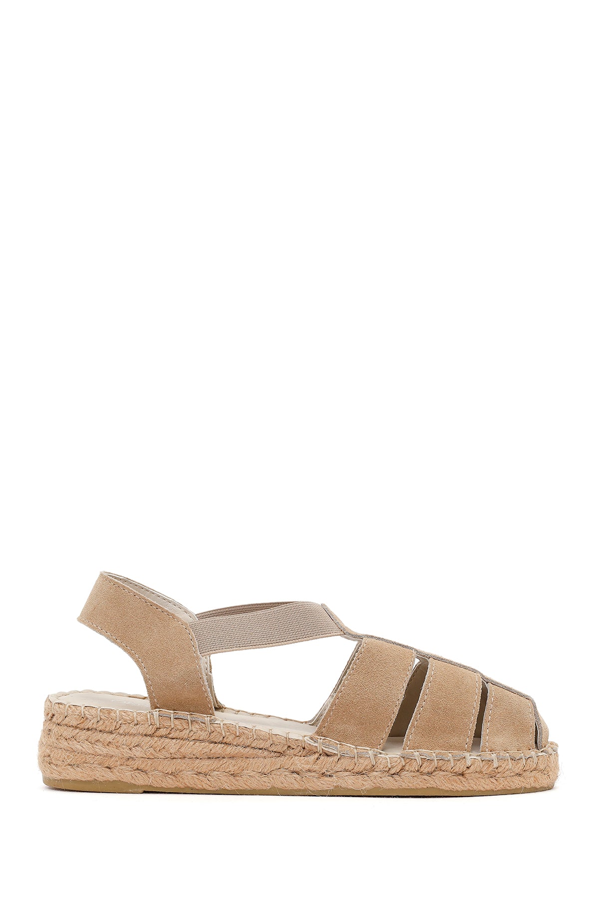 Kadın Bej Süet Deri Espadril Sandalet 26SFD205510 | Derimod
