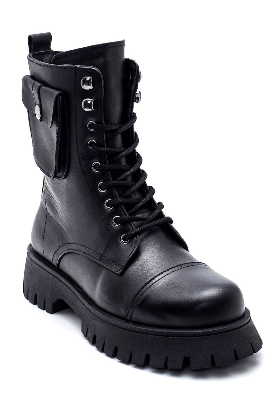 Women's Leather Pocket Detailed Boots