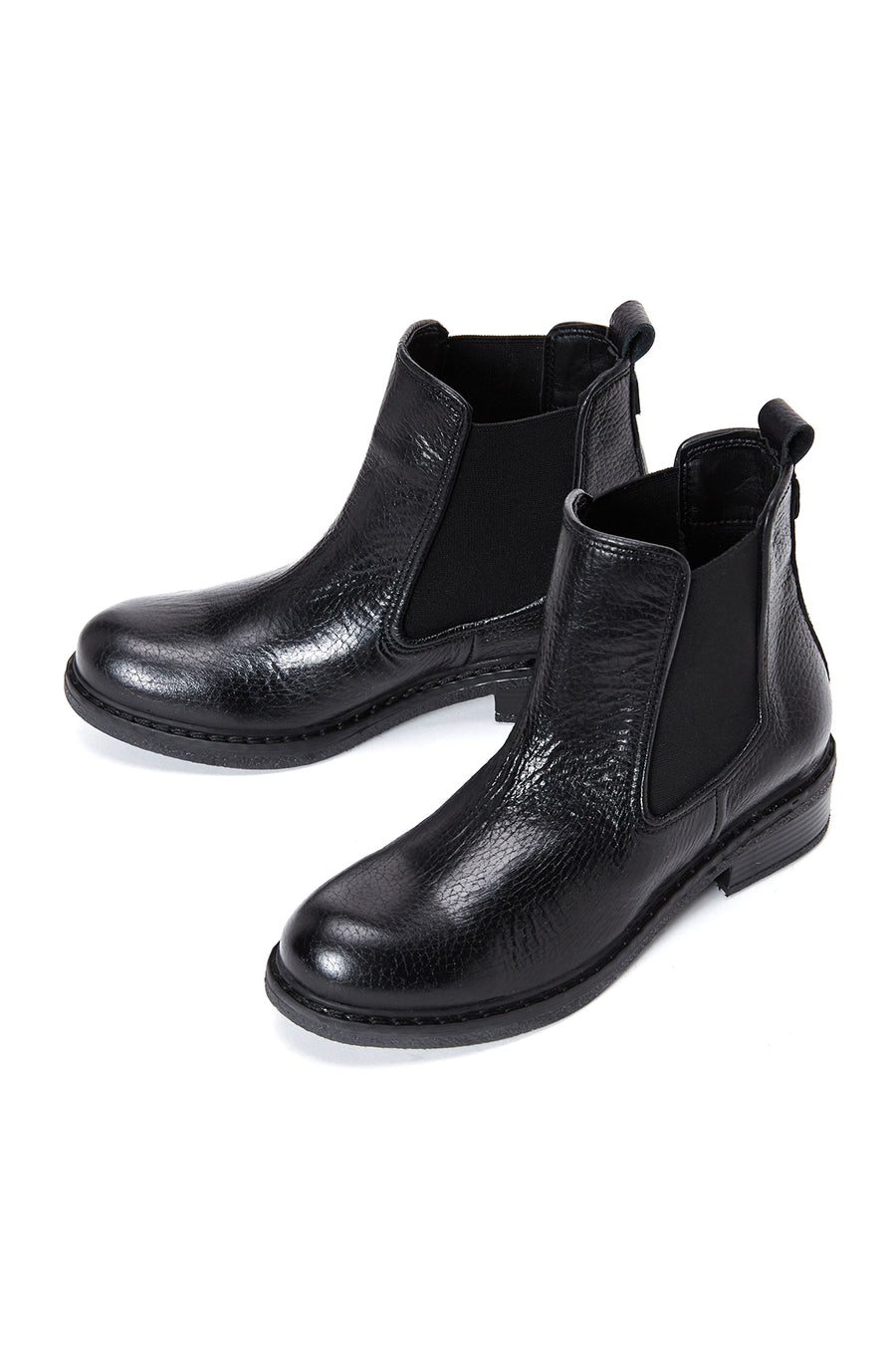 Women's Black Leather Casual Chelsea Boots