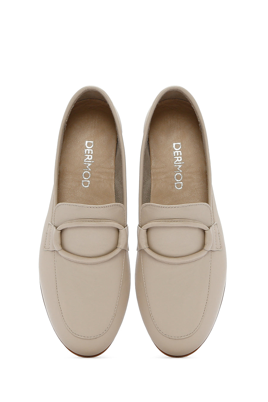 Kadın Bej Deri Casual Loafer