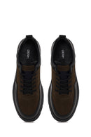 Male Khaki Lace-up Thick-soled Leather Casual Shoes | Derimod