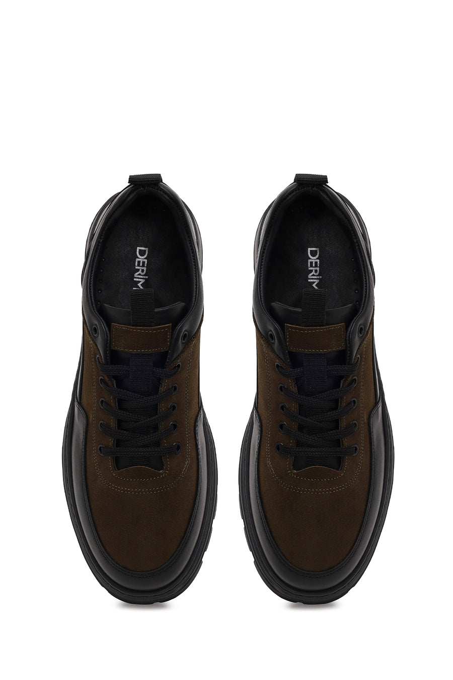 Male Khaki Lace-up Thick-soled Leather Casual Shoes