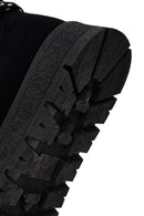Woman Black Lace-Up Thick-Soled Suede Teddy Boots | Derimod