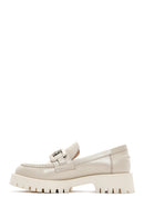 Women's Beige Leather Buckle Loafer | Derimod