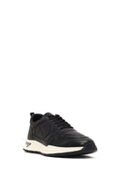 Men's Black Lace-Up Thick-Soled Leather Sneaker | Derimod