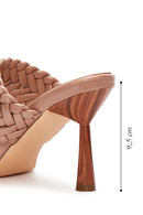 Women's Beige Knitted Heeled Slippers | Derimod