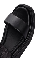 Women's Black Wedge Heeled Leather Sandals | Derimod