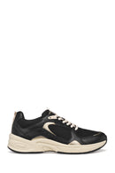 Geox Women Black D Zarvıa A - Mesh+Pearl.Gbk Lace-Up Thick Sole Leather Sneaker | Derimod
