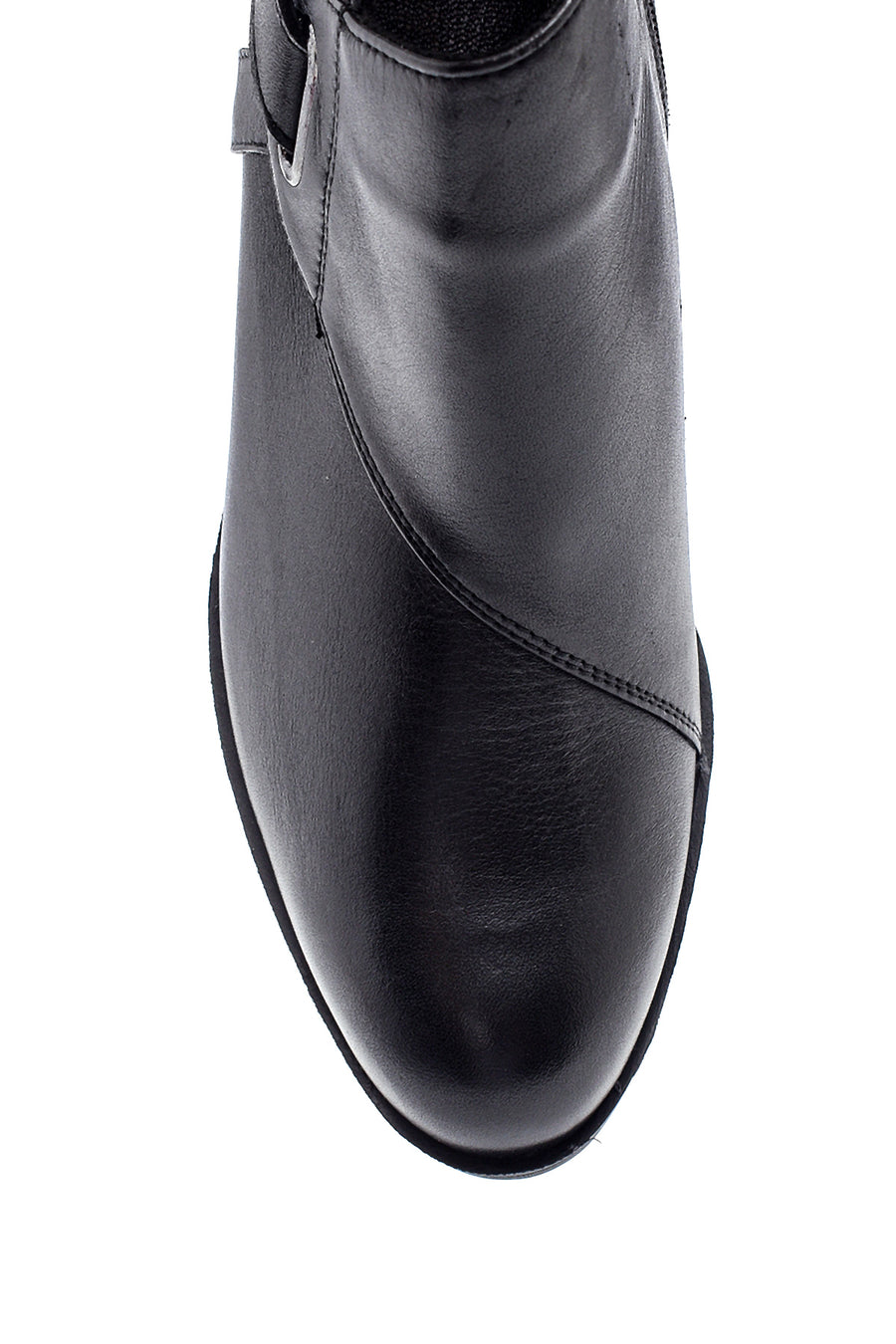 Women's Black Leather Heeled Boots