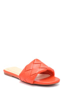 Women's Red Braided Flat Slippers | Derimod