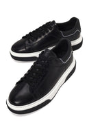 Male Black Lace-Up Thick-Soled Leather Sneaker | Derimod