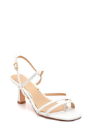 Women's White Printed Heeled Sandals | Derimod