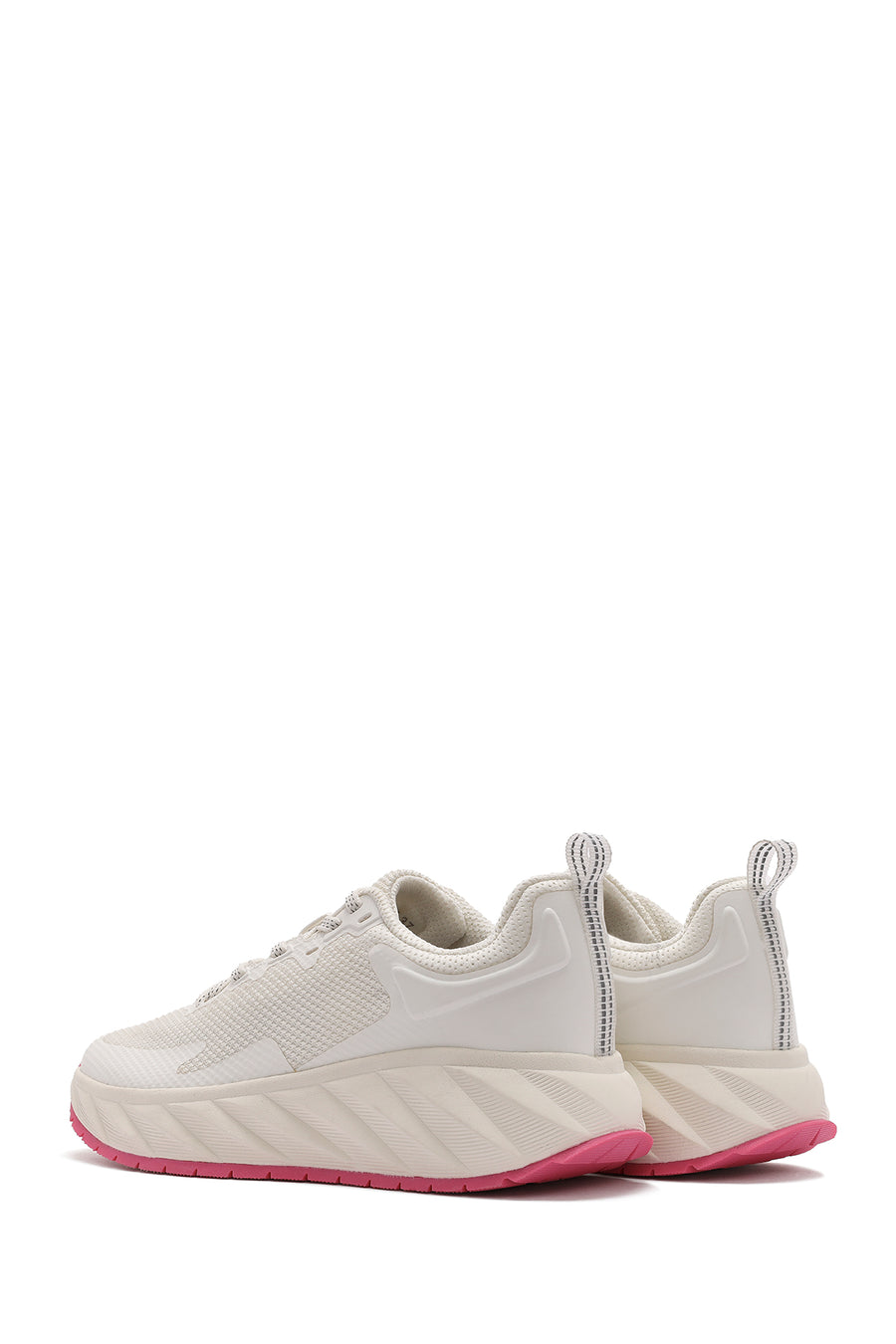 Kadın Beyaz Bağcıklı Kalın Tabanlı Kumaş Sneaker