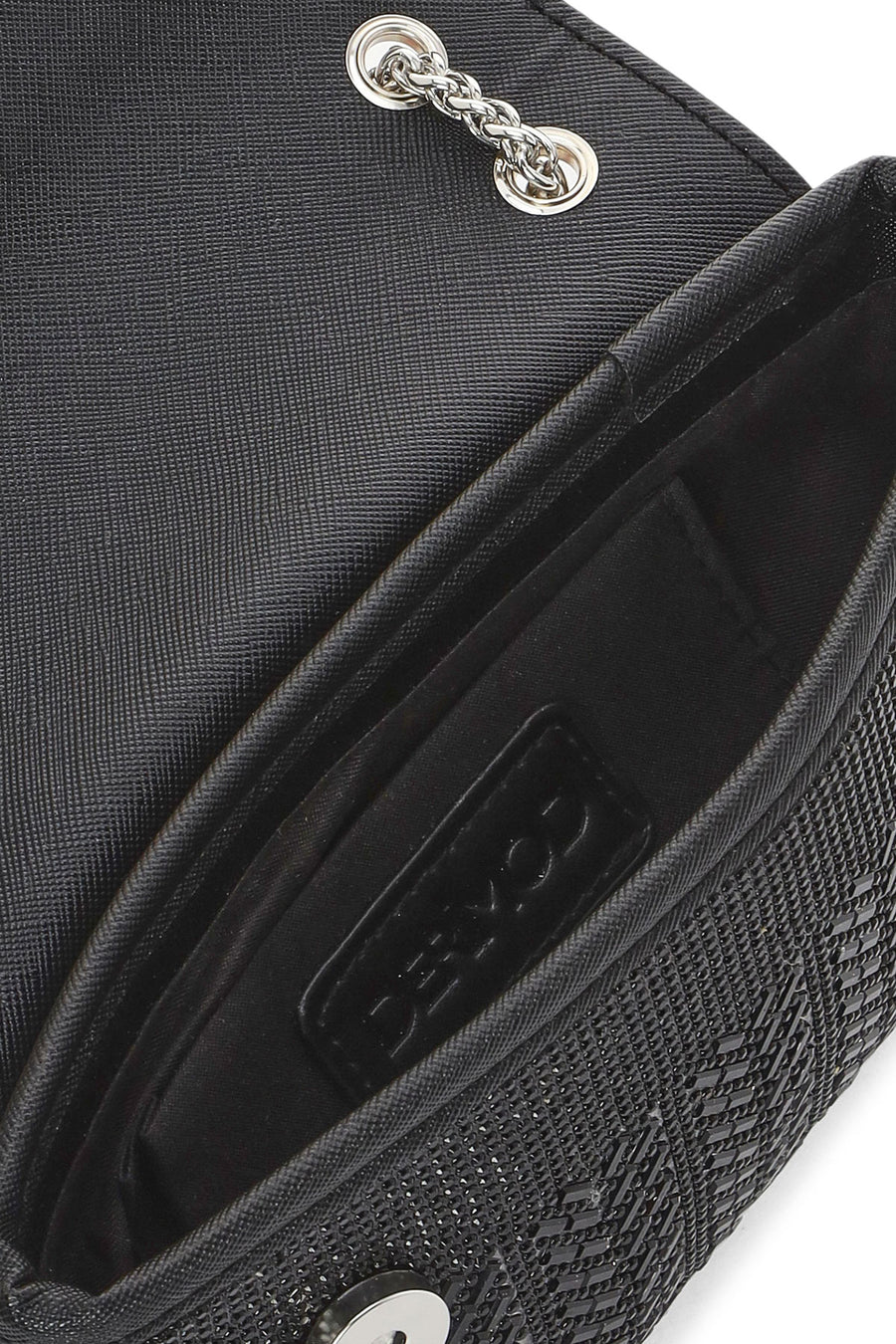 Women's Black Chain Strap Embellished Mini Evening Bag